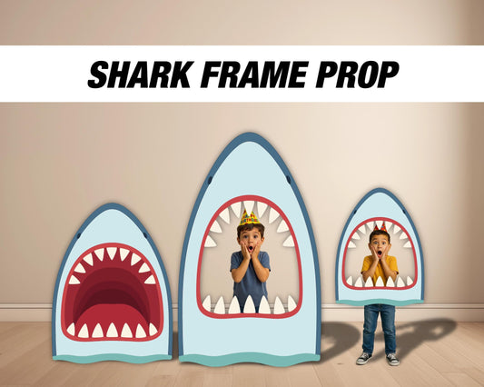 Shark photo frame, shark party prop, shark themed, photoprop, ocean photo box frame. 4mm coroplast. - EzCutoutz