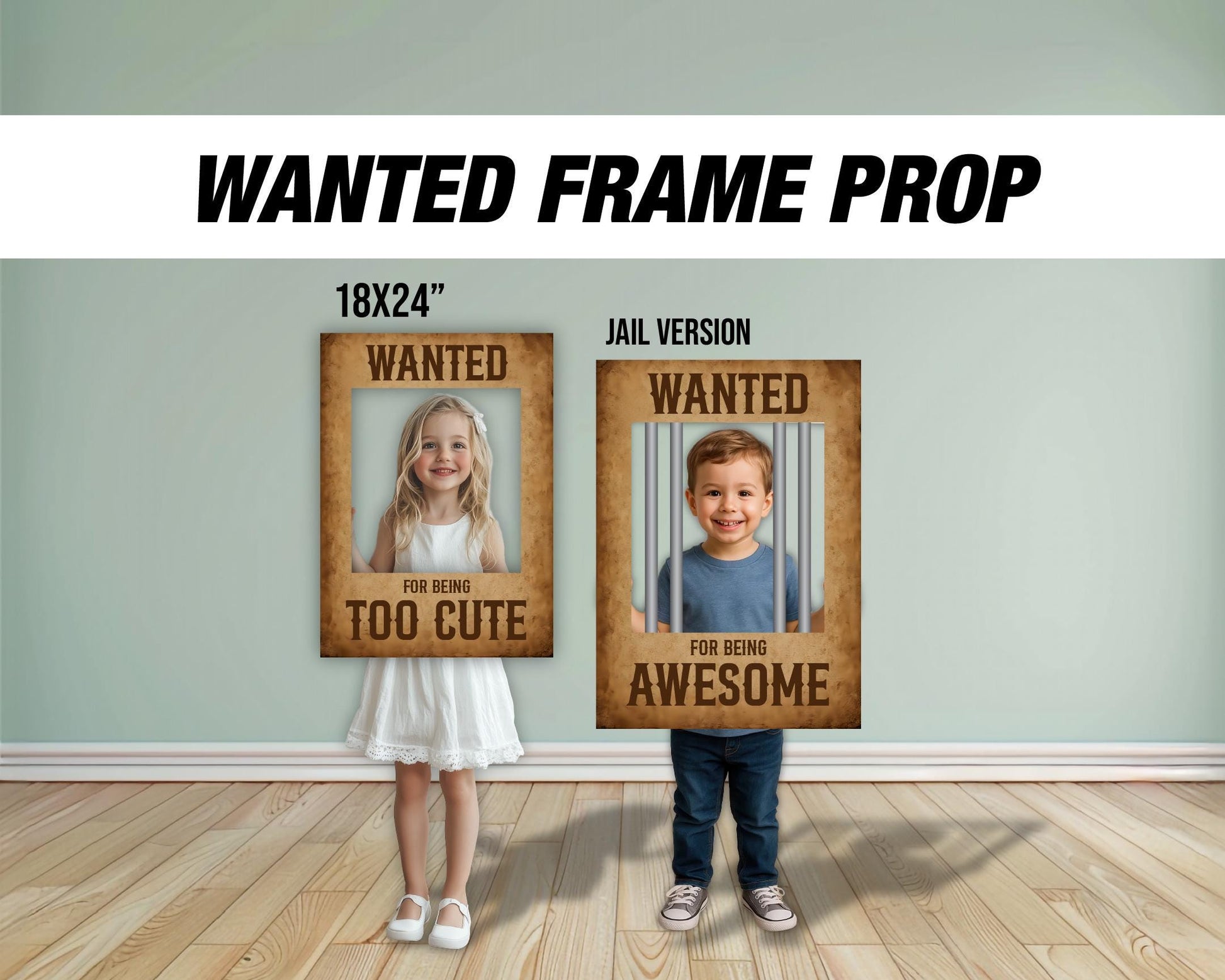Wanted Poster Box photo frame, wildwest party prop, rodeo party, cowboy themed, western photo box frame. 4mm coroplast. - EzCutoutz