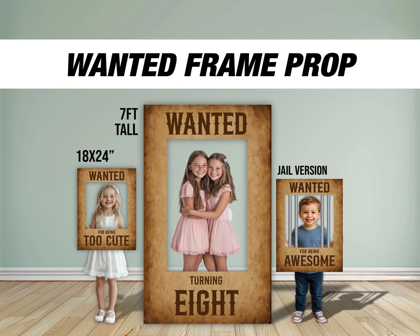 Wanted Poster Box photo frame, wildwest party prop, rodeo party, cowboy themed, western photo box frame. 4mm coroplast. - EzCutoutz