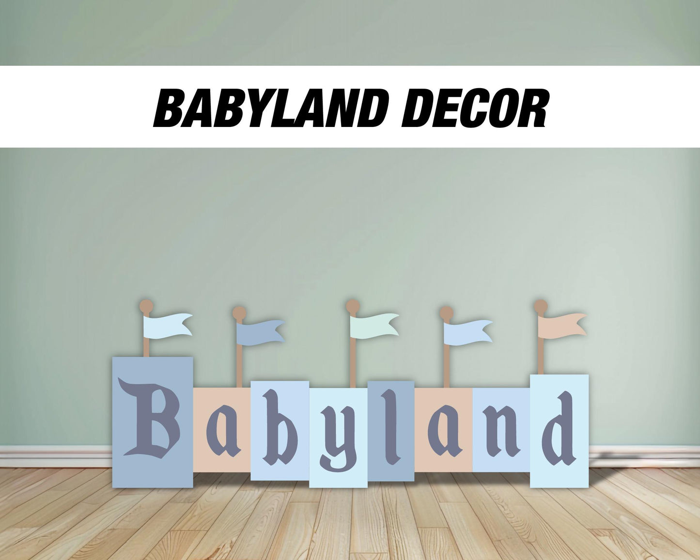 BIG babyland babyshower sign decor cutouts backdrop, Sketch Stand Up Prop standee, lawn signs, yard sign, backdrop, high res - EzCutoutz