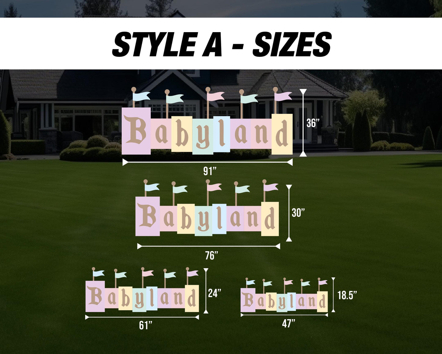 BIG babyland babyshower sign decor cutouts backdrop, Sketch Stand Up Prop standee, lawn signs, yard sign, backdrop, high res - EzCutoutz
