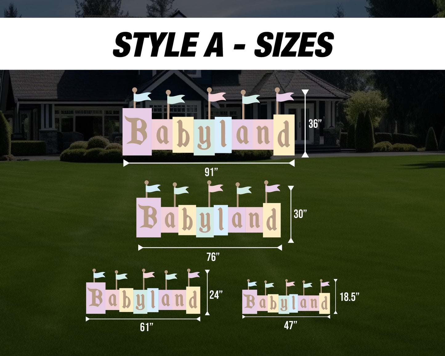 BIG babyland babyshower sign decor cutouts backdrop Sketch Stand Up Prop standee, lawn signs, yard sign, backdrop, high res - EzCutoutz