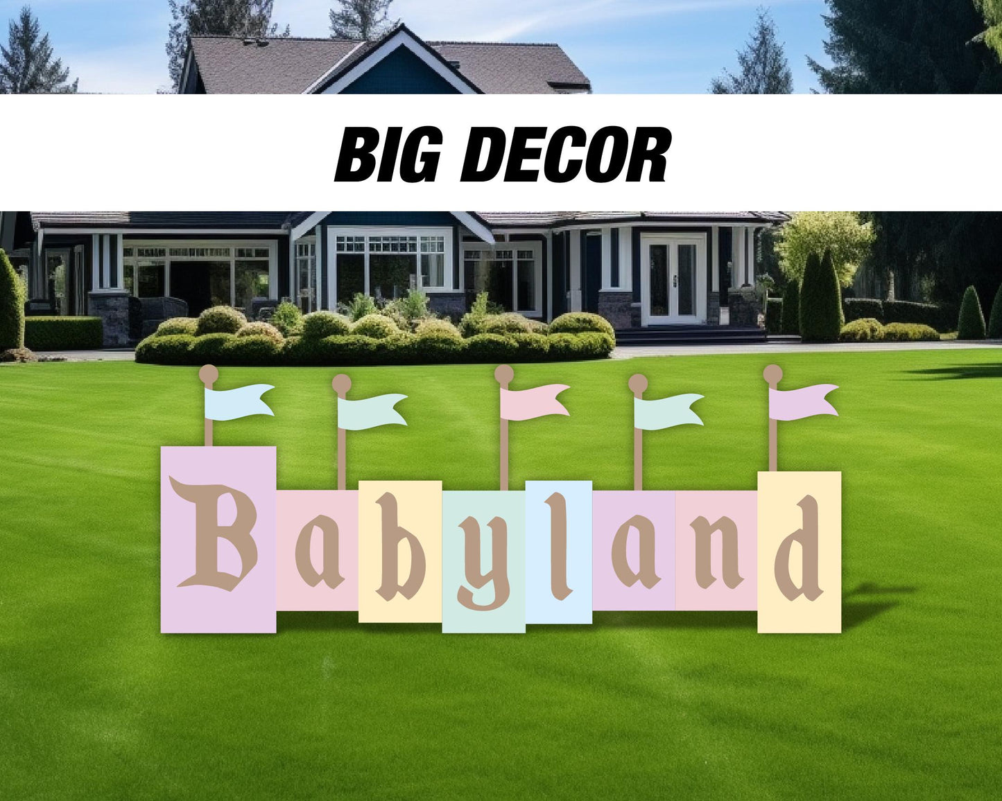 BIG babyland babyshower sign decor cutouts backdrop Sketch Stand Up Prop standee, lawn signs, yard sign, backdrop, high res - EzCutoutz