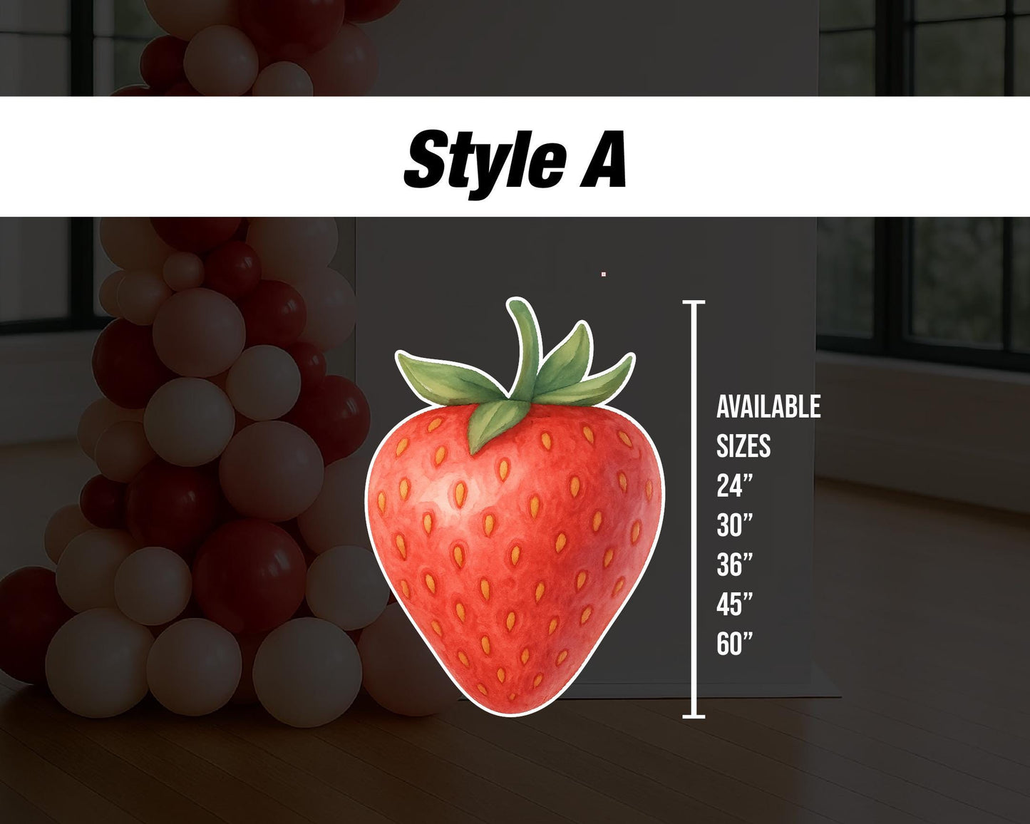 BIG Strawberry cutouts, prop decoration Babyshower berry Sweet One, strawberry themed Birthday Party Decor, first birthday, yard lawn sign - EzCutoutz