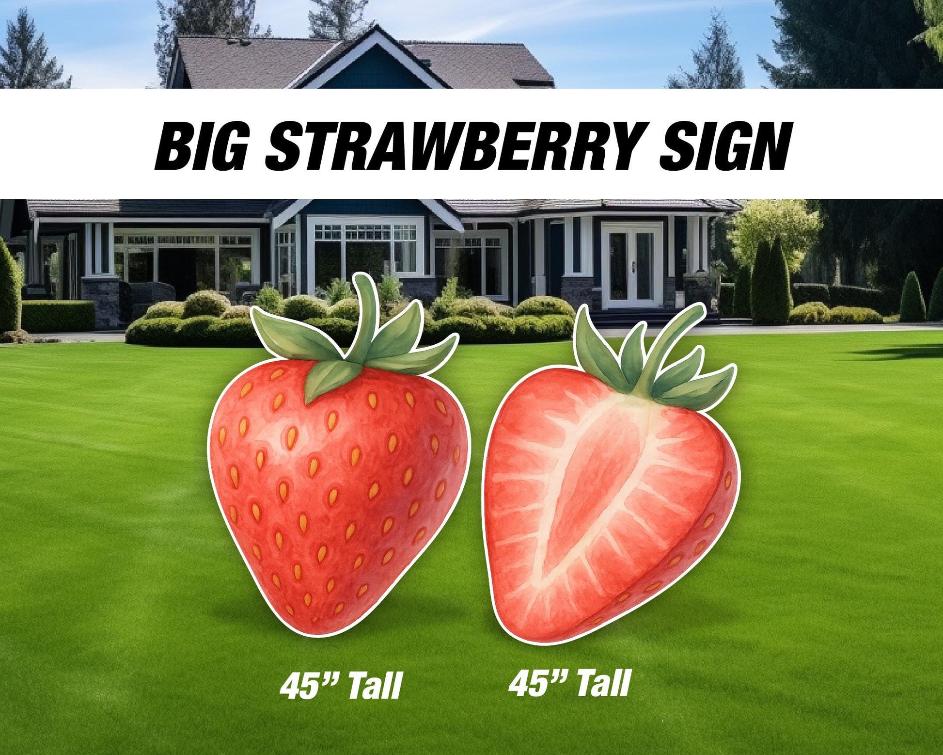 BIG Strawberry cutouts, prop decoration Babyshower berry Sweet One, strawberry themed Birthday Party Decor, first birthday, yard lawn sign - EzCutoutz