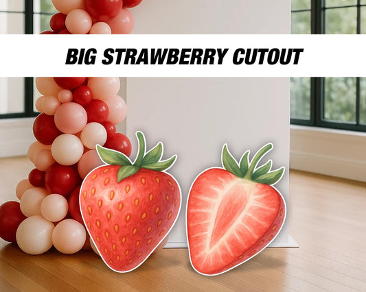 BIG Strawberry cutouts, prop decoration Babyshower berry Sweet One, strawberry themed Birthday Party Decor, first birthday, yard lawn sign - EzCutoutz