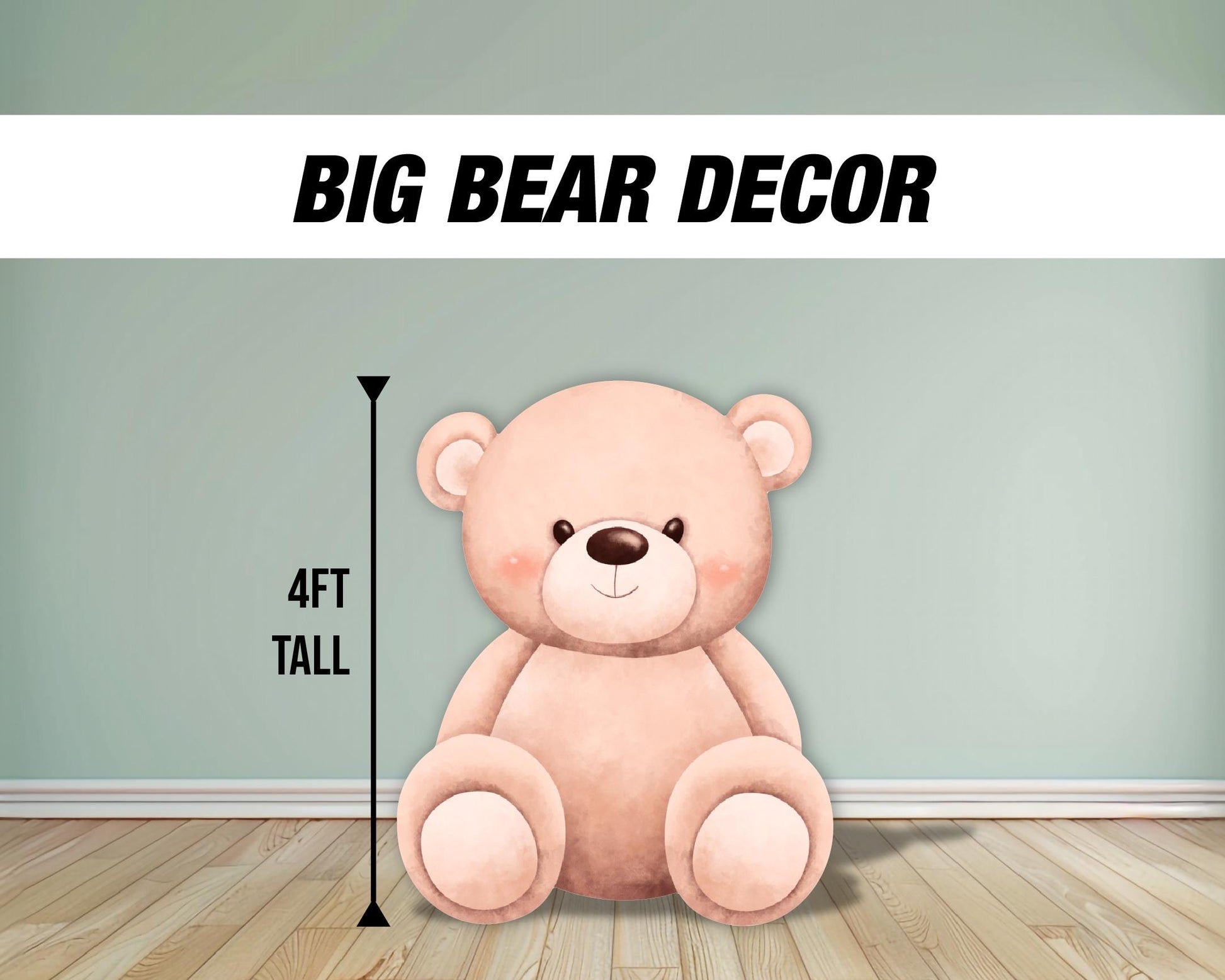 BIG TEDDY BEAR Cutout, we can Bearly wait backdrop cutouts teddy bear babyshower Arch, custom, Rigid board coroplast with stands not fabric - EzCutoutz