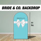 Bride backdrop, bride bow backdrop, blue arch, bridal shower, rigid board with stands - EzCutoutz