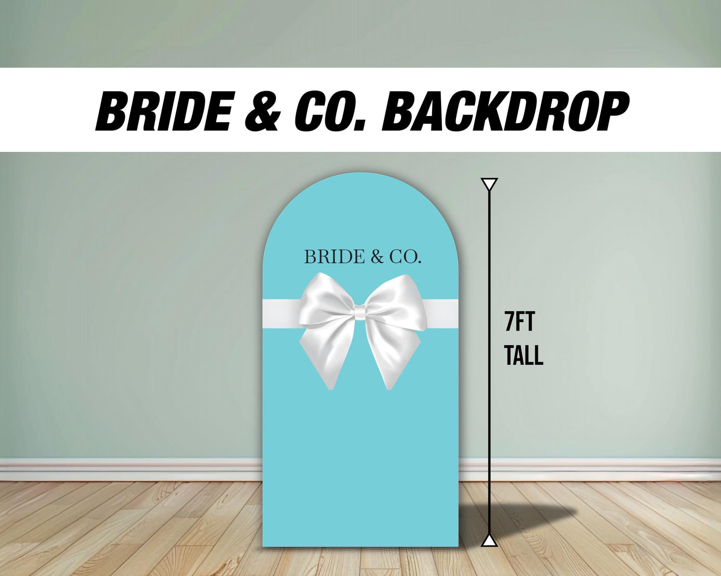 Bride backdrop, bride bow backdrop, blue arch, bridal shower, rigid board with stands - EzCutoutz