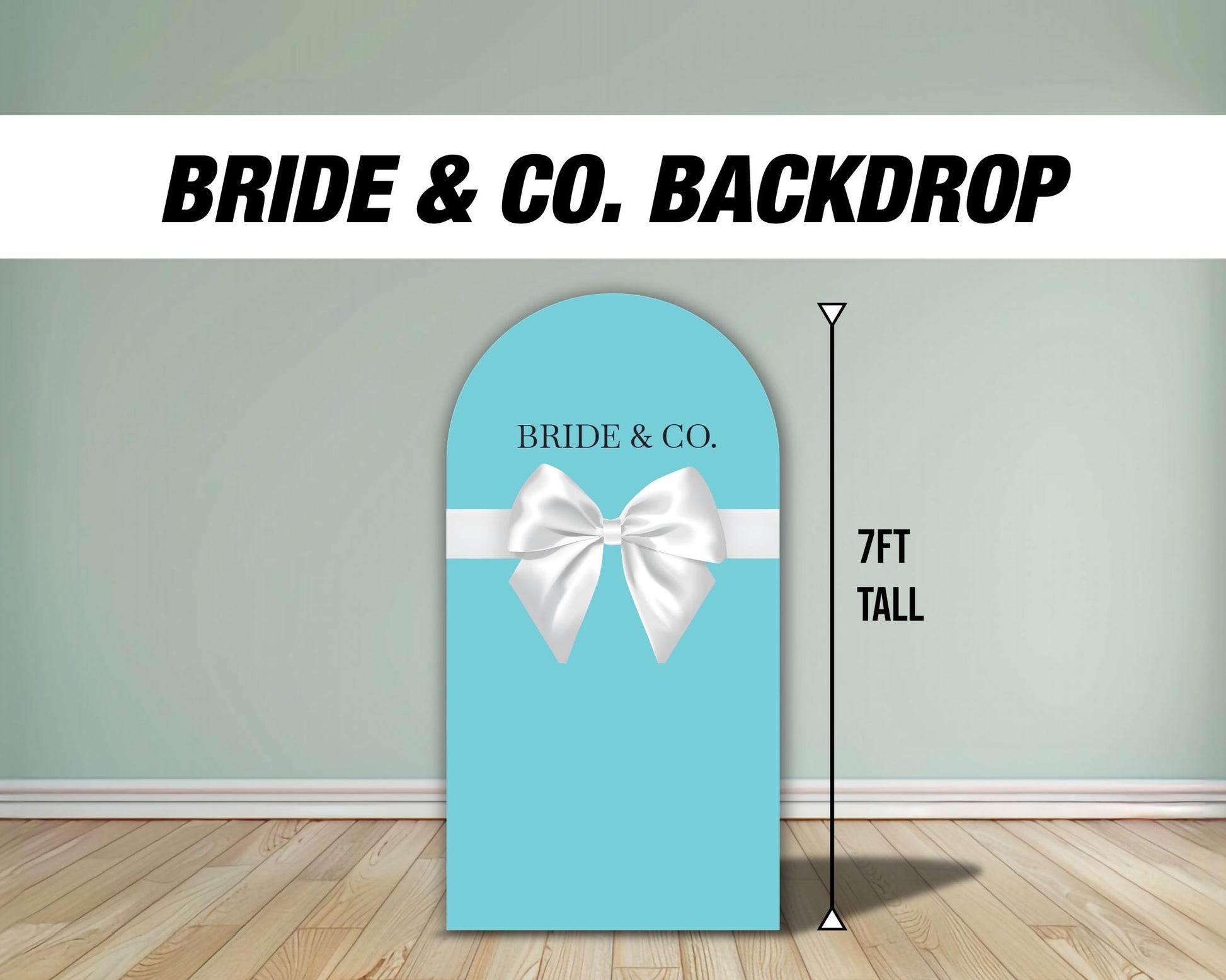 Bride backdrop, bride bow backdrop, blue arch, bridal shower, rigid board with stands - EzCutoutz