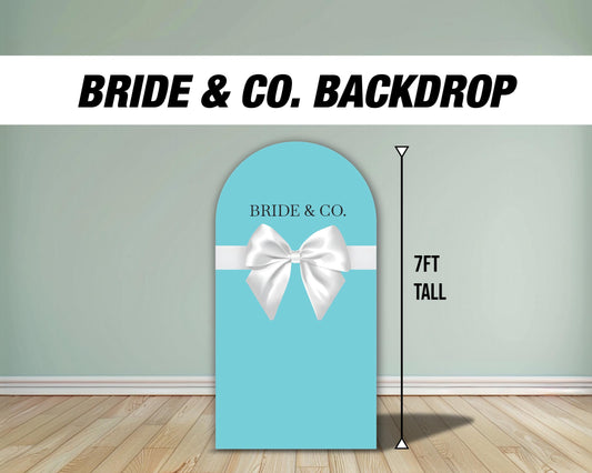 Bride backdrop, bride bow backdrop, blue arch, bridal shower, rigid board with stands - EzCutoutz
