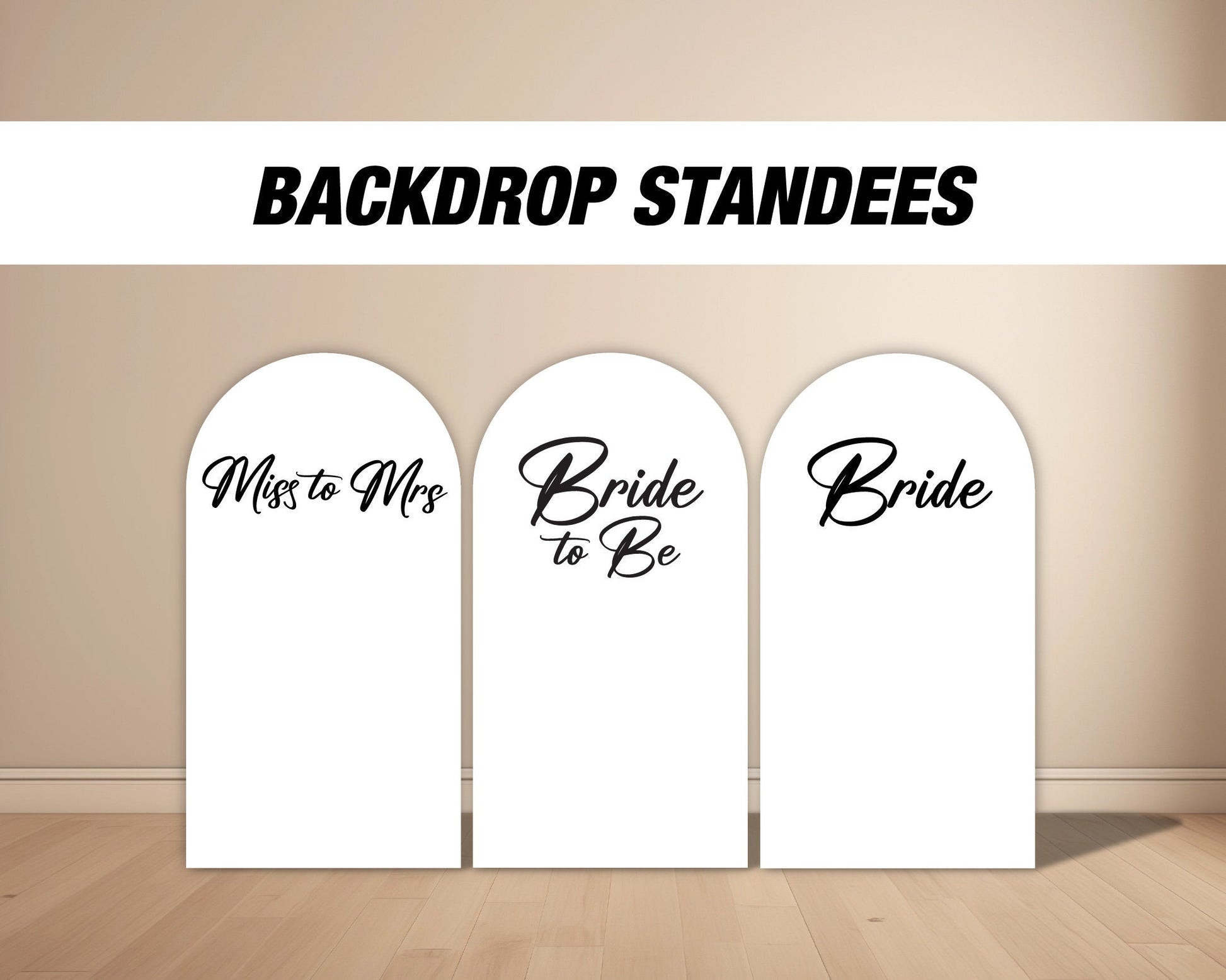 Bride to Be arch backdrop Miss to Mrs Arch Backdrop, Bridal backdrop standee, bridal shower, Rigid board coroplast with stands, NOT fabric. - EzCutoutz