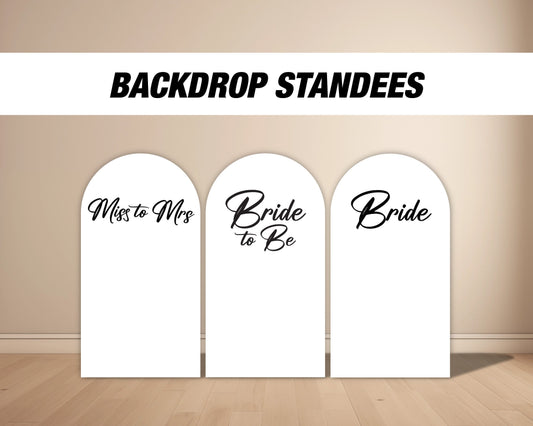 Bride to Be arch backdrop Miss to Mrs Arch Backdrop, Bridal backdrop standee, bridal shower, Rigid board coroplast with stands, NOT fabric. - EzCutoutz