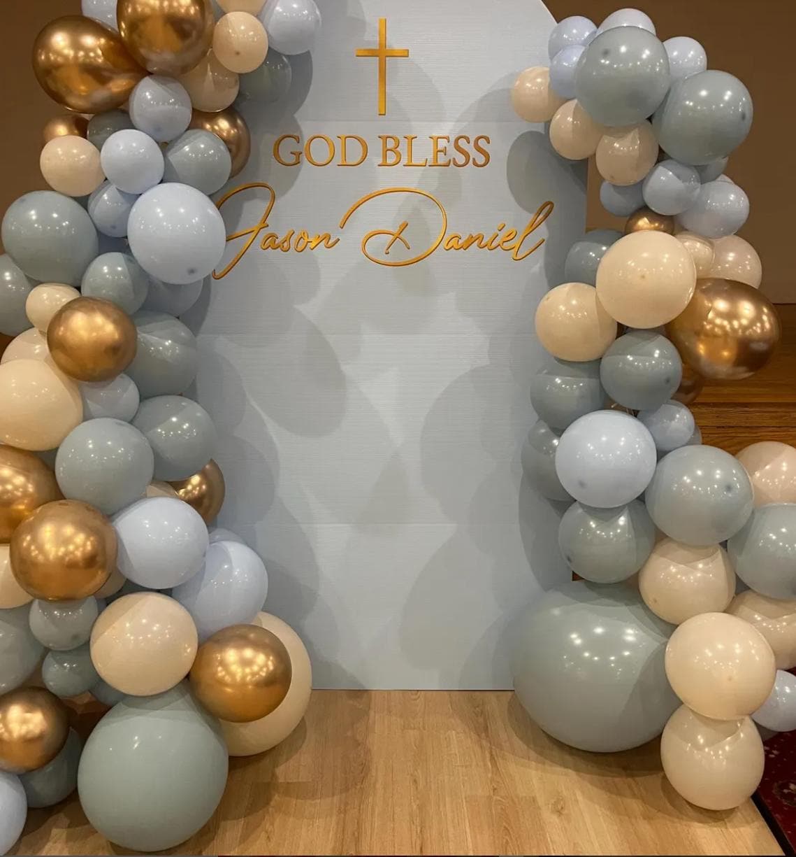 God bless arch backdrop christening baptism Arch Backdrop, with stands - EzCutoutz