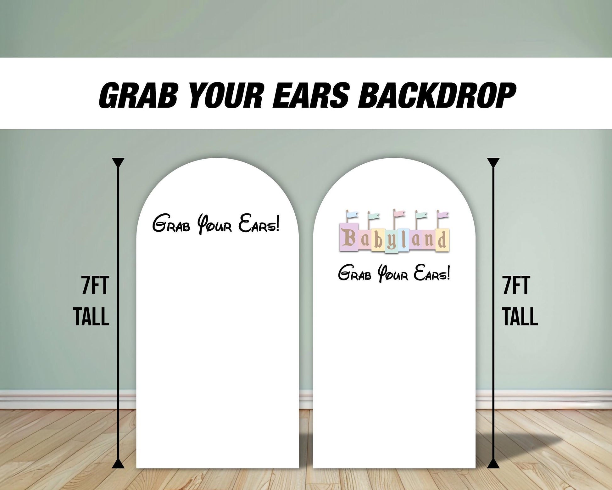 Grab your ears backdrop babyshower sign decor babyland baby shower standee backdrop, 4mm coroplast, rigid board, NOT FABRIC - EzCutoutz