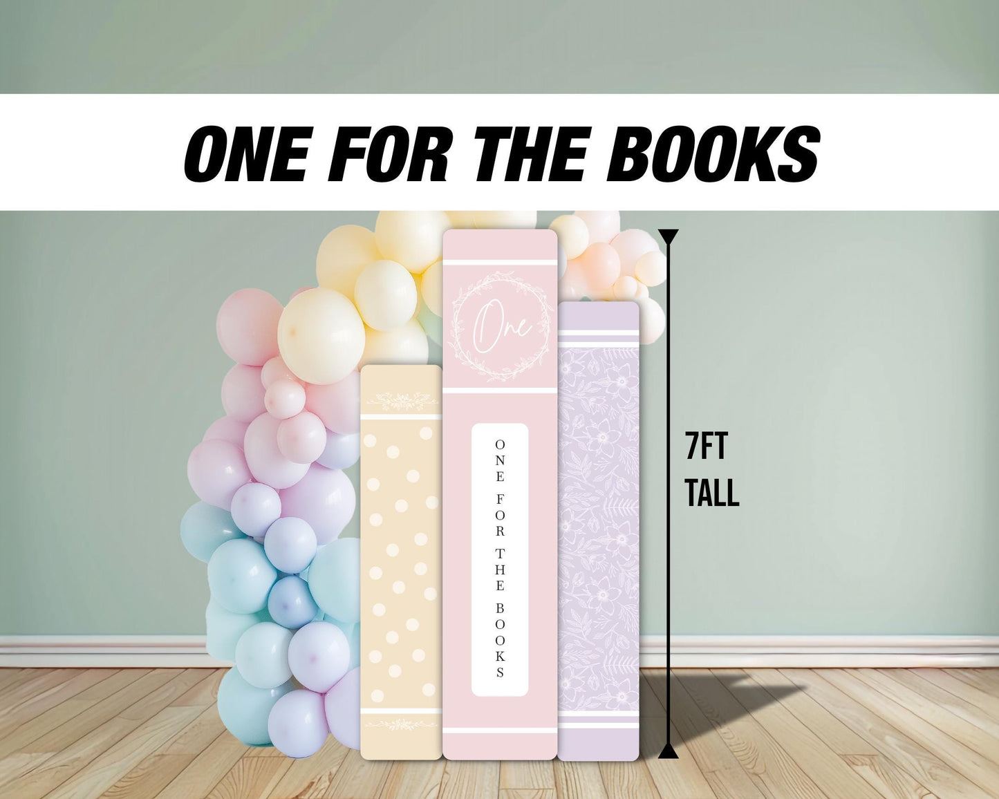 One for the books Backdrop book themed Panel Backdrop with stands, Book party, bookworm babyshower, NOT fabric. 4mm coroplast - EzCutoutz