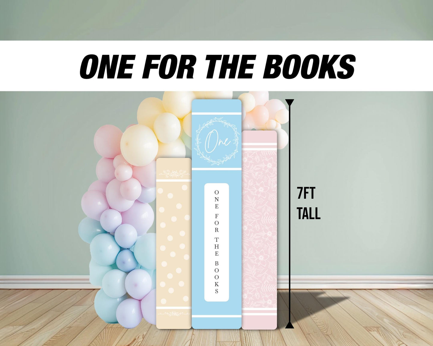 One for the books Backdrop book themed Panel Backdrop with stands, Book party, bookworm babyshower, NOT fabric. 4mm coroplast - EzCutoutz