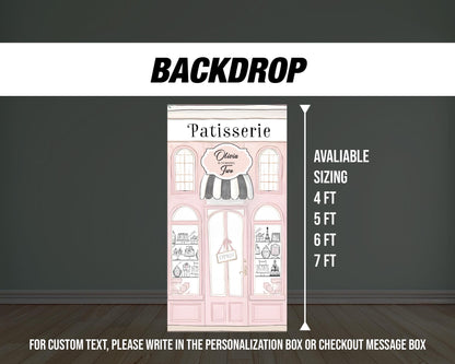Patisserie Backdrop cafe party, paris french bakery, Prop standee, babyshower, bridal shower, storefront, rigid board, not fabric. high res - EzCutoutz