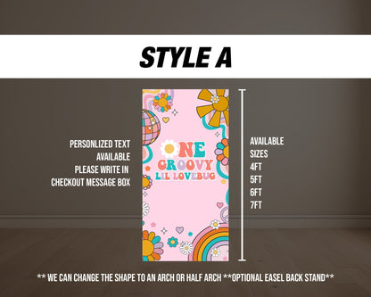 TWO Groovy arch backdrop with stands, groovy one birthday party, daisy themed retro, centerpieces, cutouts decoration backdrop high res - EzCutoutz