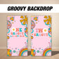 TWO Groovy arch backdrop with stands, groovy one birthday party, daisy themed retro, centerpieces, cutouts decoration backdrop high res - EzCutoutz