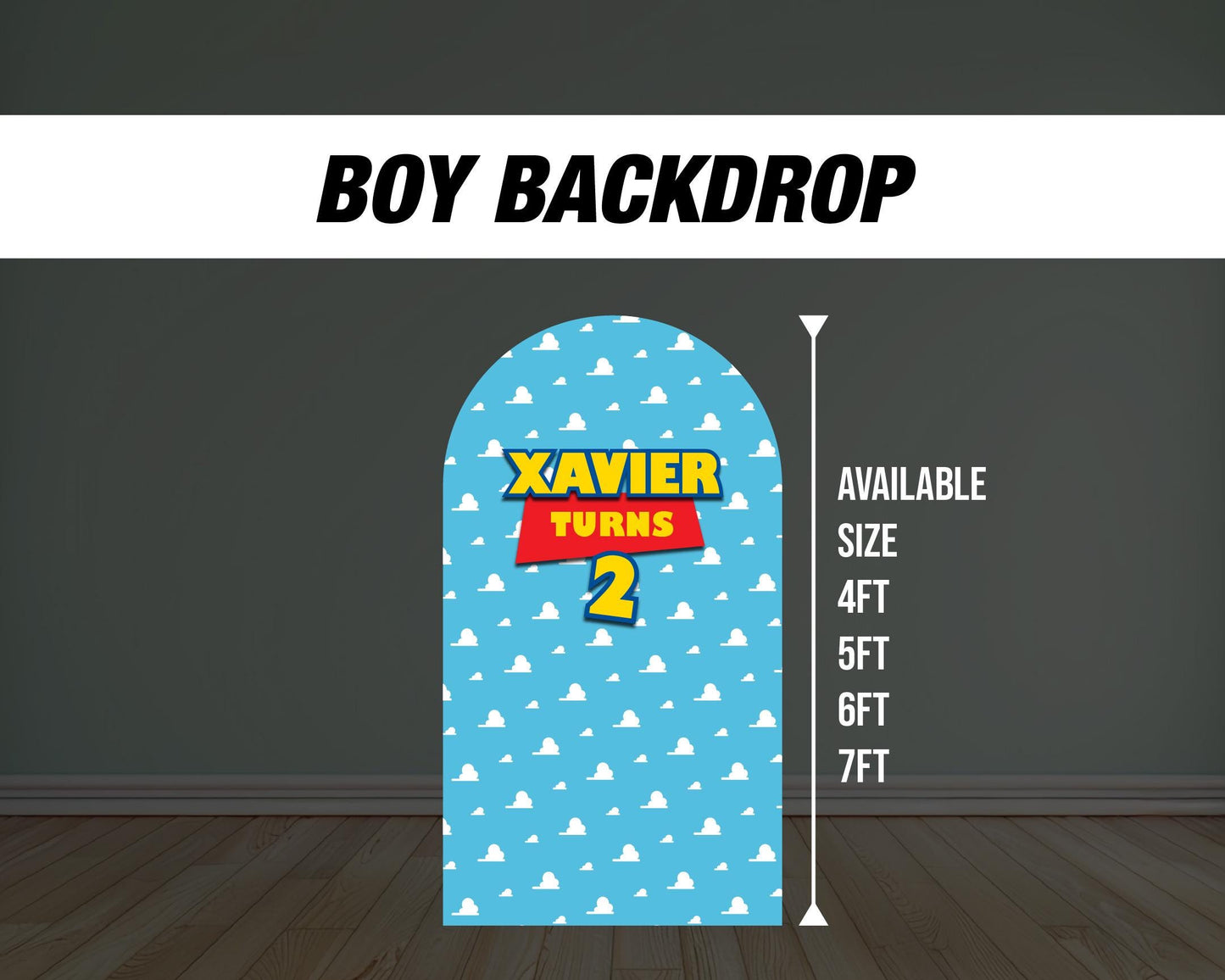 two infinity and beyond Toy backdrop birthday Arch, toy backdrop, sheriff, clouds, custom, Rigid board coroplast with stands NOT fabric - EzCutoutz