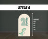 two rex backdrop dinosaur 2nd birthday 3rd birthday three rex arch dino birthday Arch Backdrop Rigid board coroplast with stands NOT fabric - EzCutoutz