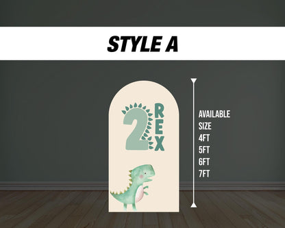 two rex backdrop dinosaur 2nd birthday 3rd birthday three rex arch dino birthday Arch Backdrop Rigid board coroplast with stands NOT fabric - EzCutoutz