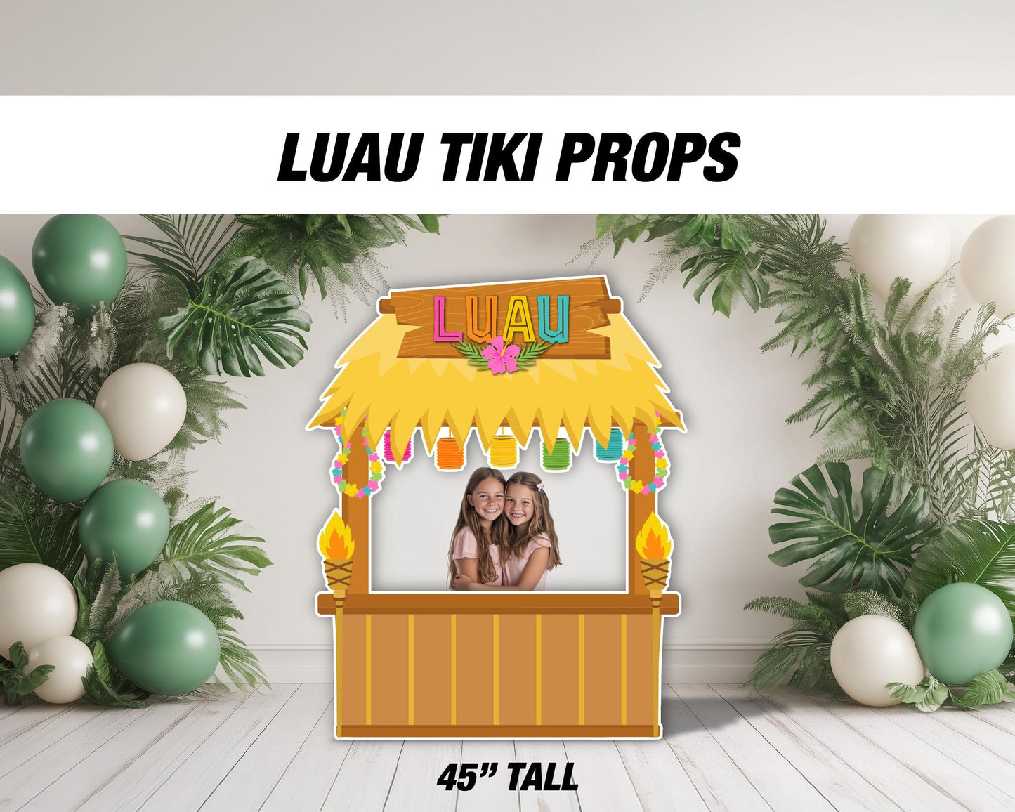 Luau Party Cutouts Tropical Birthday props baby decoration Hawaiian themed, Aloha, Tiki bar, hula lawn signs, yard sign backdrop centerpiece - EzCutoutz