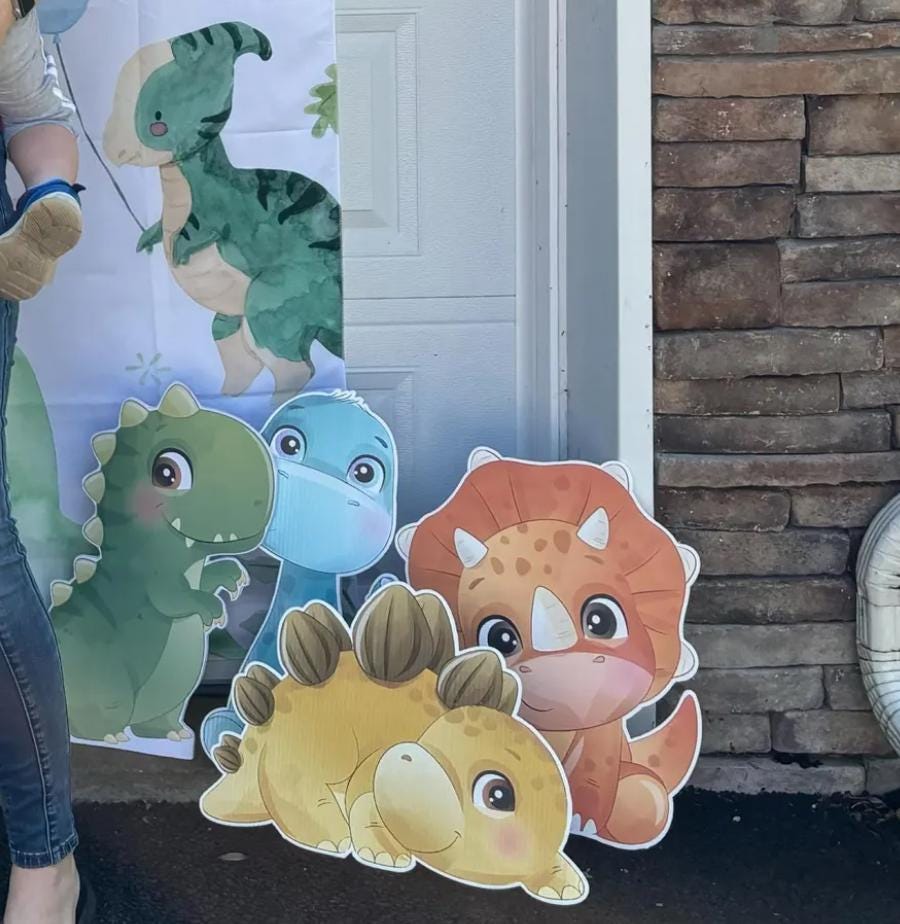Iggy Dinosaur Baby Dino Cutout, Baby dinosaur party decoration, cutouts, lawn signs, yard signs, backdrop centerpieces, party props - EzCutoutz