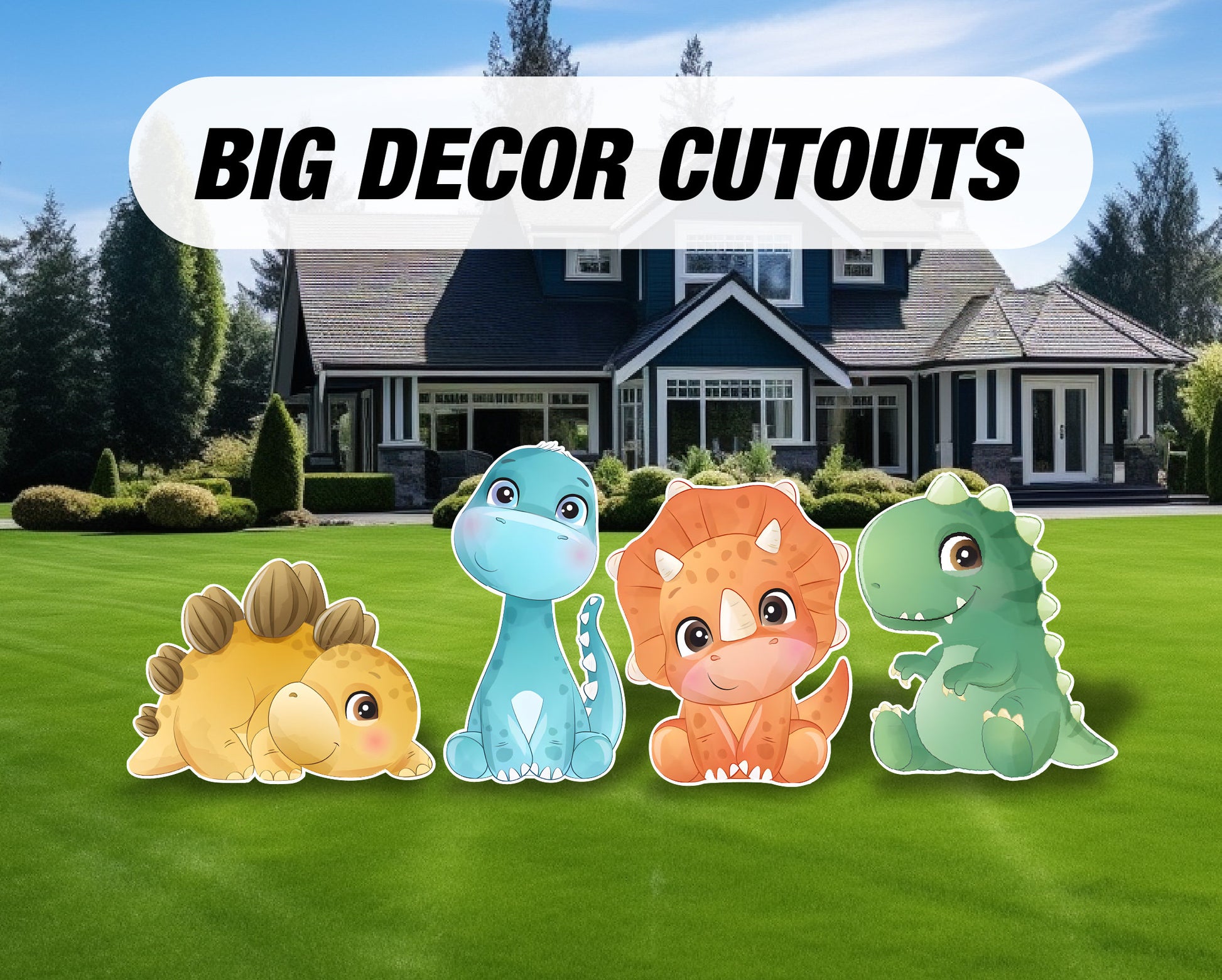Iggy Dinosaur Baby Dino Cutout, Baby dinosaur party decoration, cutouts, lawn signs, yard signs, backdrop centerpieces, party props - EzCutoutz