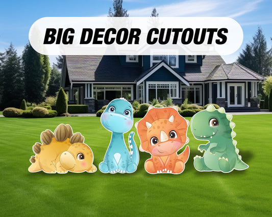 Iggy Dinosaur party decoration, Baby dinosaur party decoration, cutouts, lawn signs, yard signs, backdrop centerpieces, party props - EzCutoutz